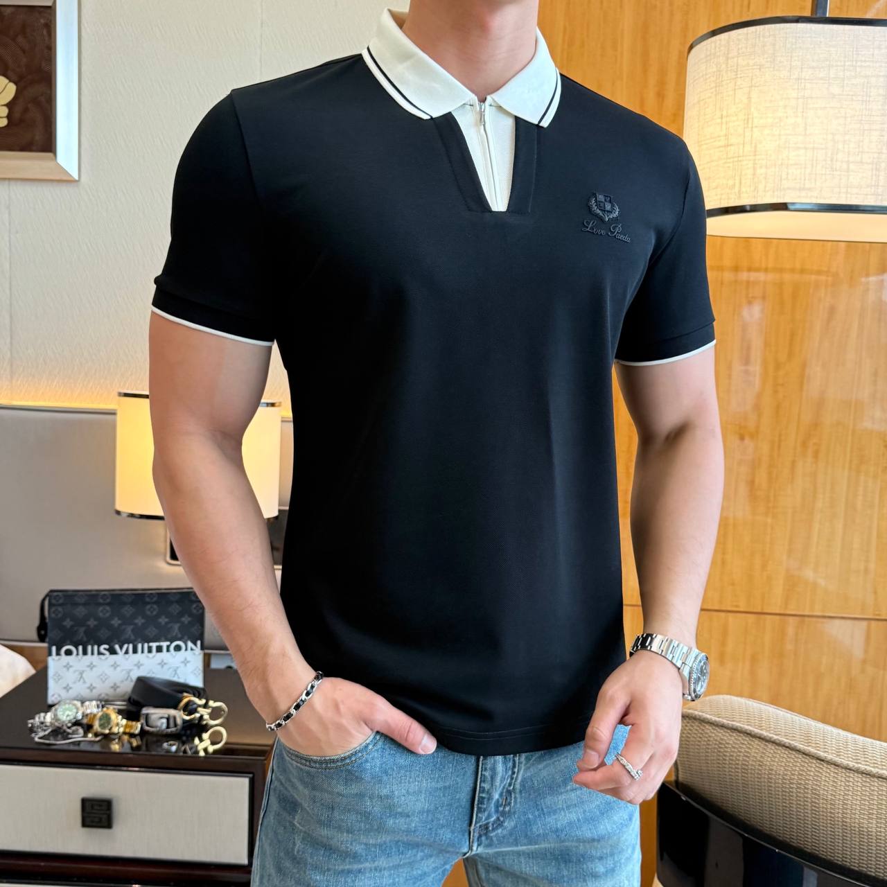 Loro Piana Contrast Collar Polo – Refined Casual Luxury