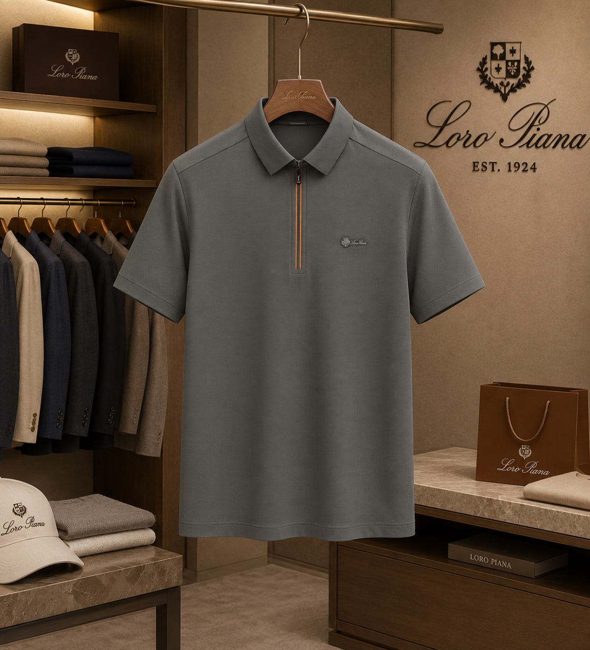 Loro Piana Gray Polo T-Shirt