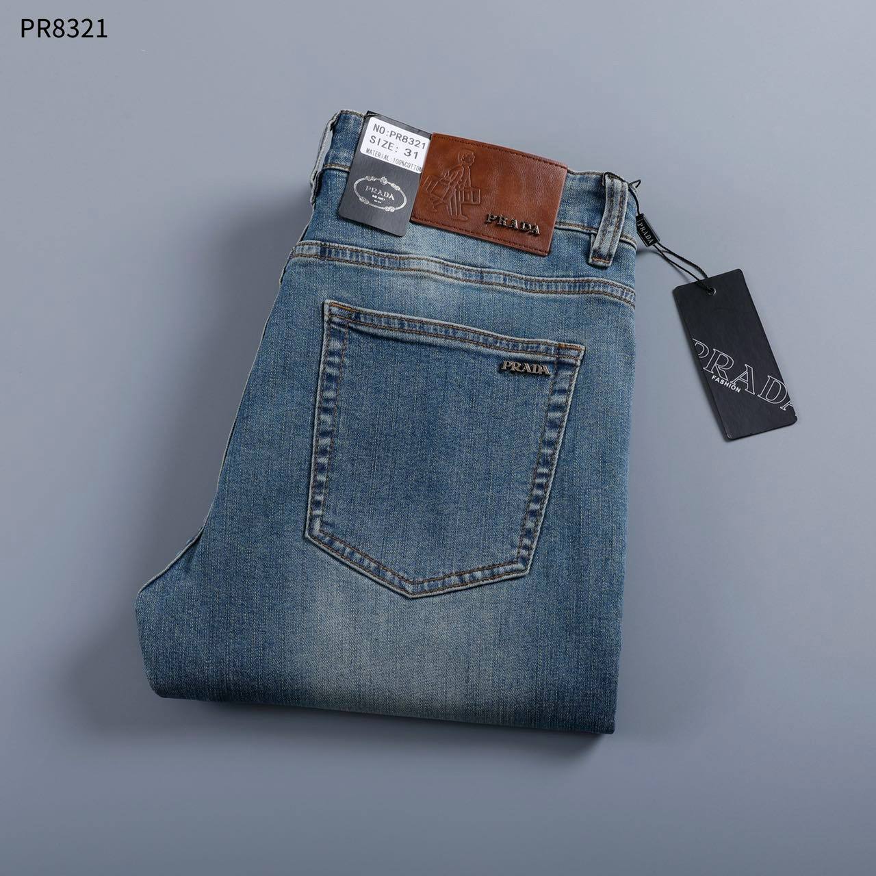 Prada Light Wash Denim Jeans – Classic Slim Fit | Premium Men's Jeans