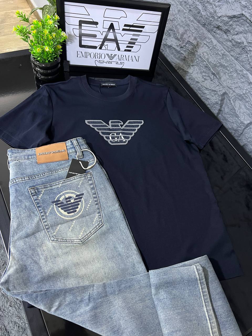 Emporio Armani Eagle Logo T-Shirt – Navy | Premium Men's Cotton Crew Neck Tee