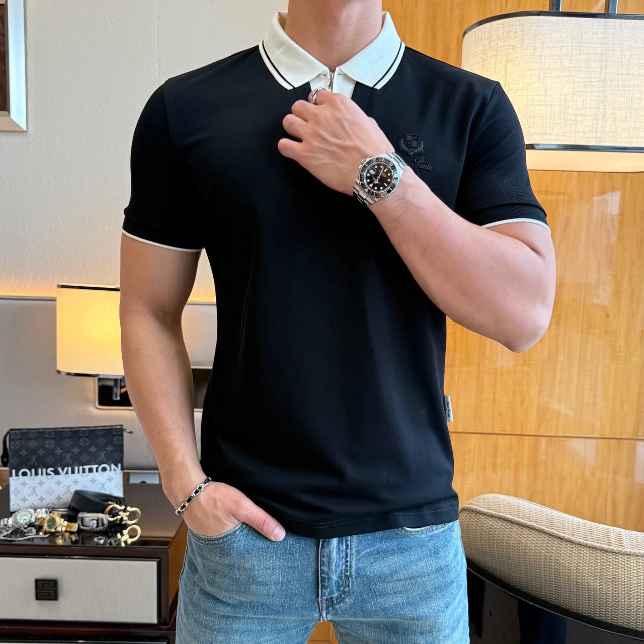 Loro Piana Contrast Collar Polo – Refined Casual Luxury