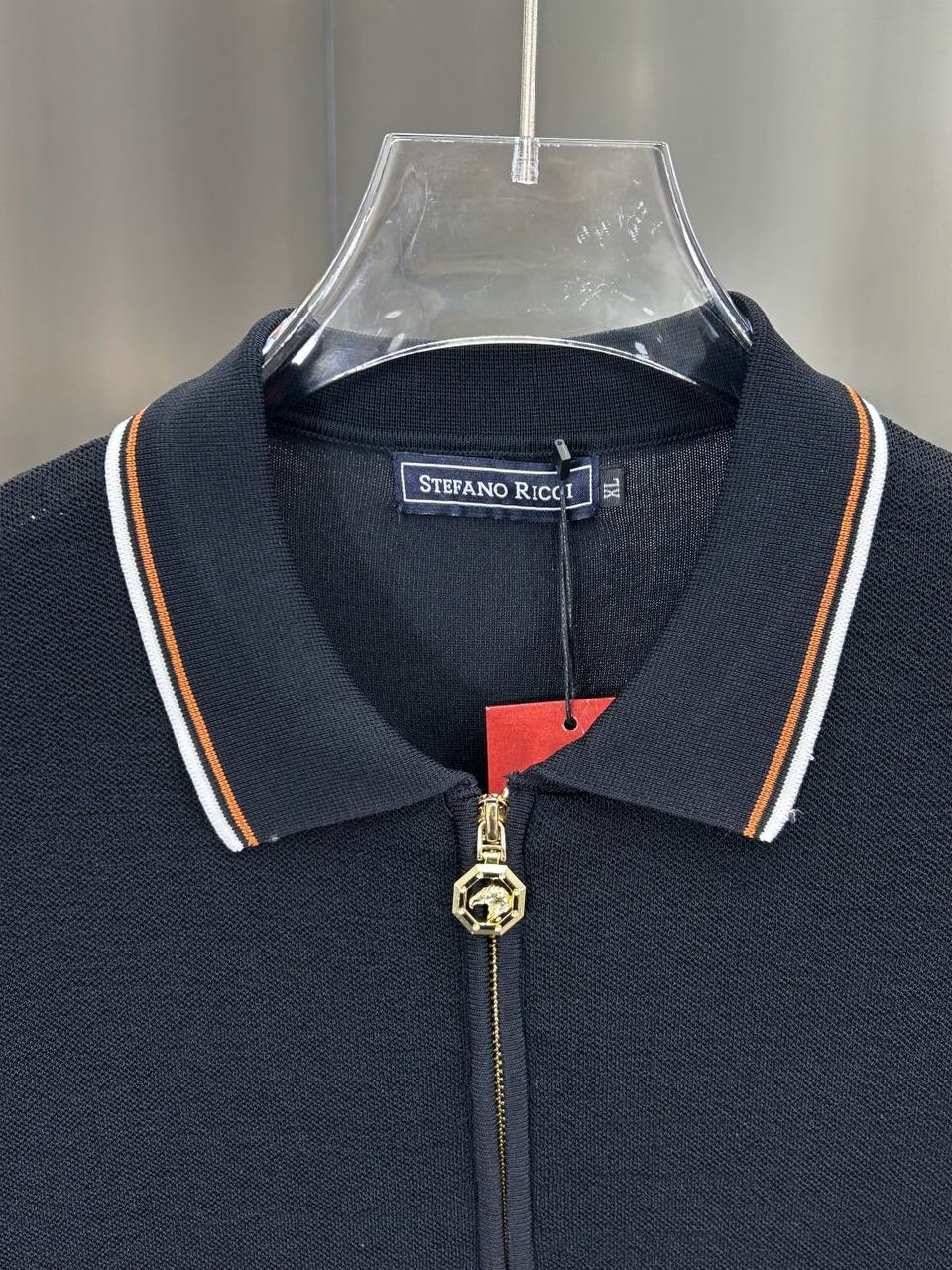 Stefano Ricci Half-Zip Knit Polo – Black