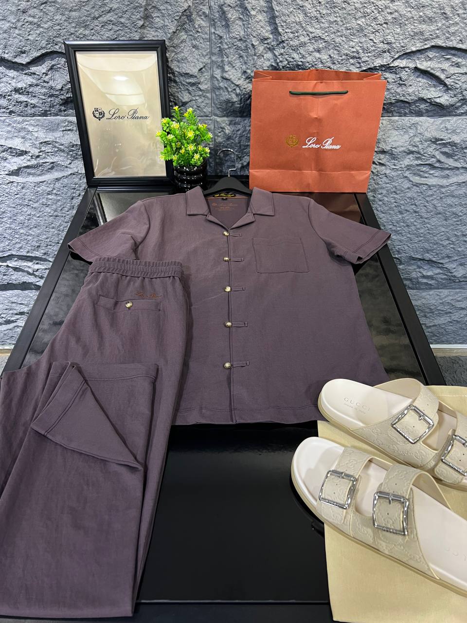 Loro Piana - Men's André Linen and Cotton Two-Piece Resort Set in Dusty Rose