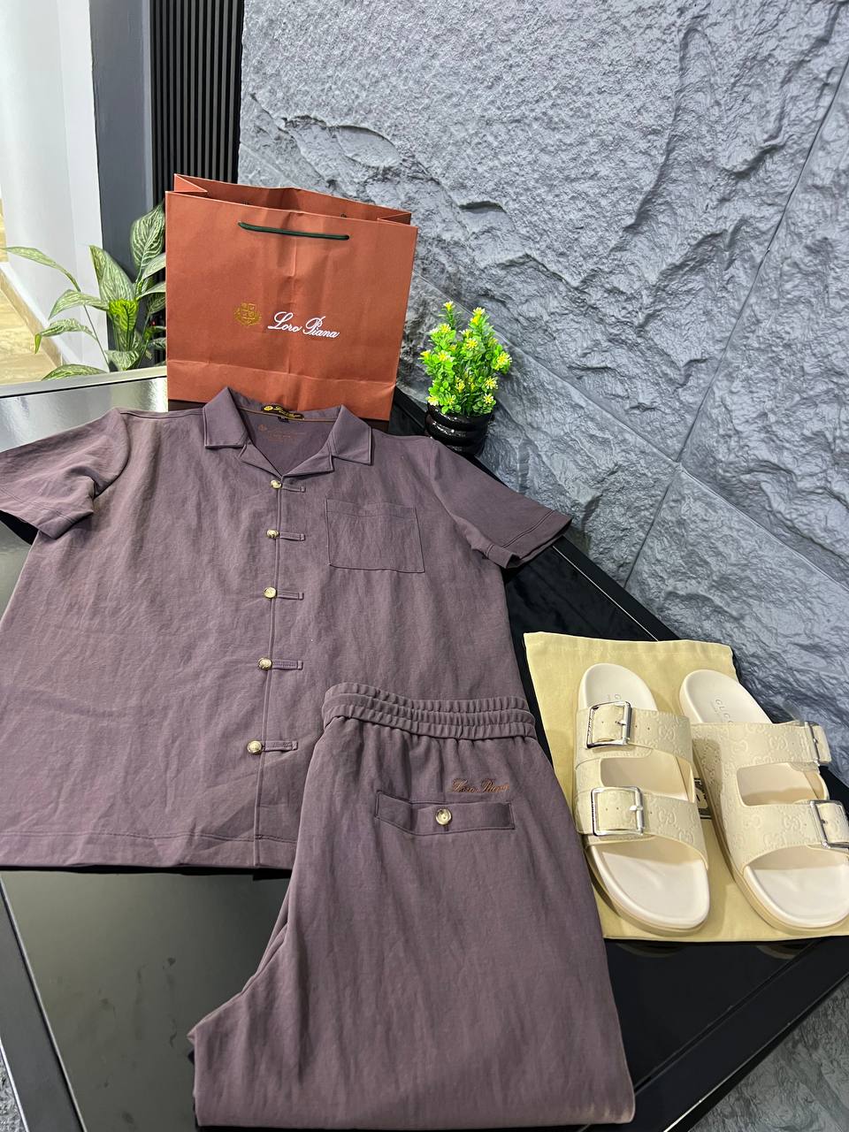 Loro Piana - Men's André Linen and Cotton Two-Piece Resort Set in Dusty Rose