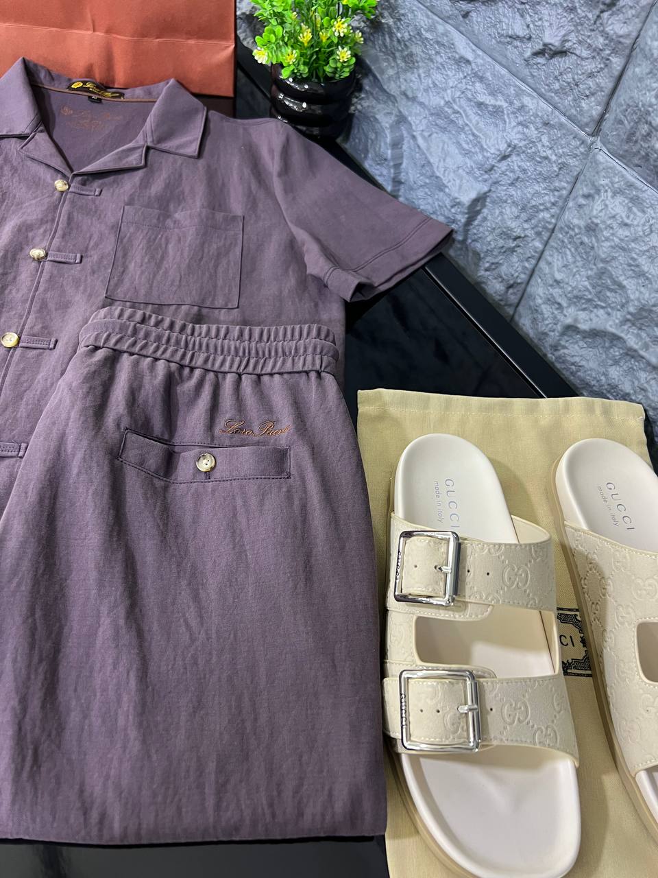 Loro Piana - Men's André Linen and Cotton Two-Piece Resort Set in Dusty Rose