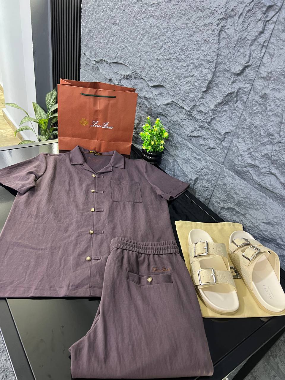 Loro Piana - Men's André Linen and Cotton Two-Piece Resort Set in Dusty Rose