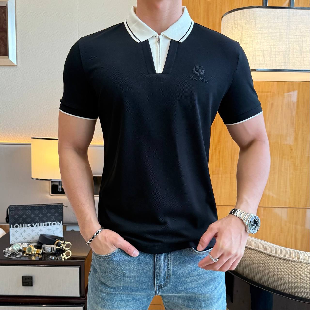 Loro Piana Contrast Collar Polo – Refined Casual Luxury