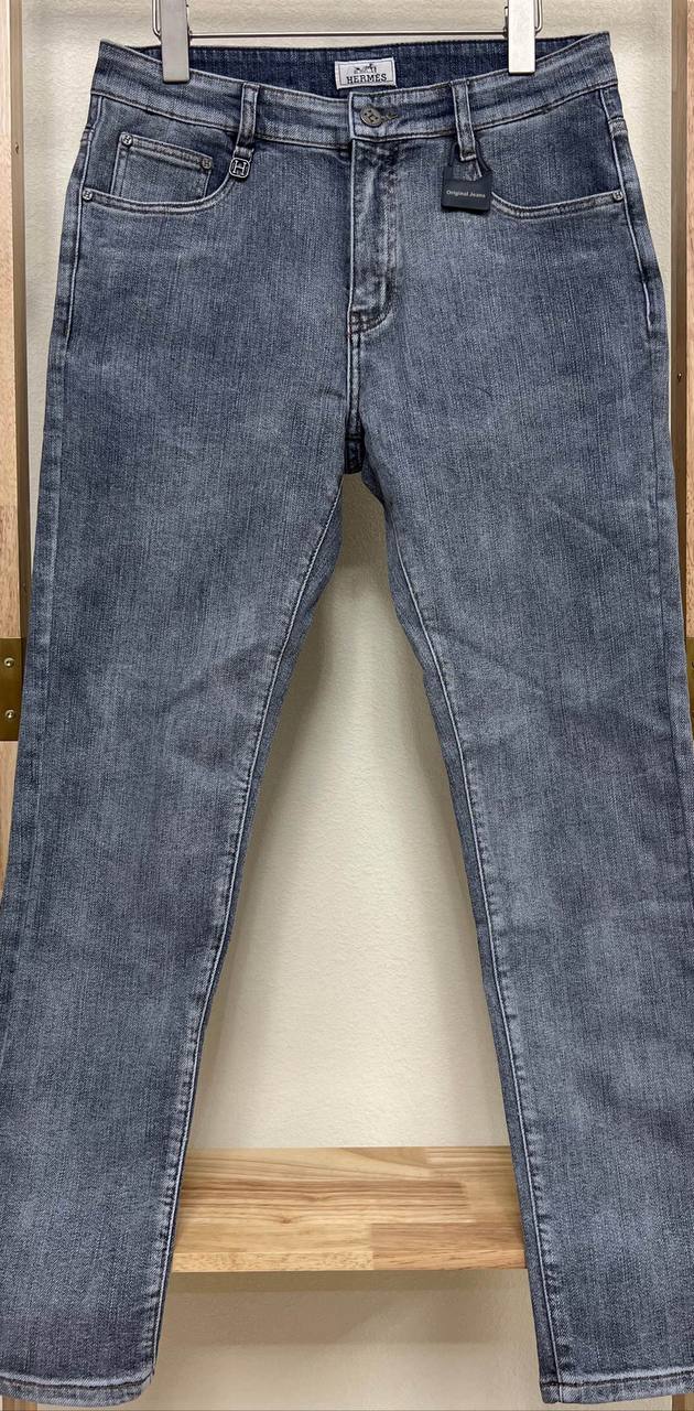 Hermès Classic Grey Wash Jeans – Premium Men's Slim Fit Luxury Denim