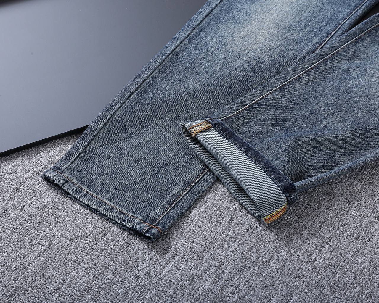 **Louis Vuitton Dark Wash Denim Jeans – Monogram Embroidered Pocket | Premium Men's Jeans**