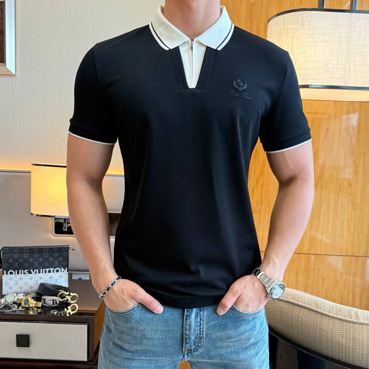 Loro Piana Contrast Collar Polo – Refined Casual Luxury