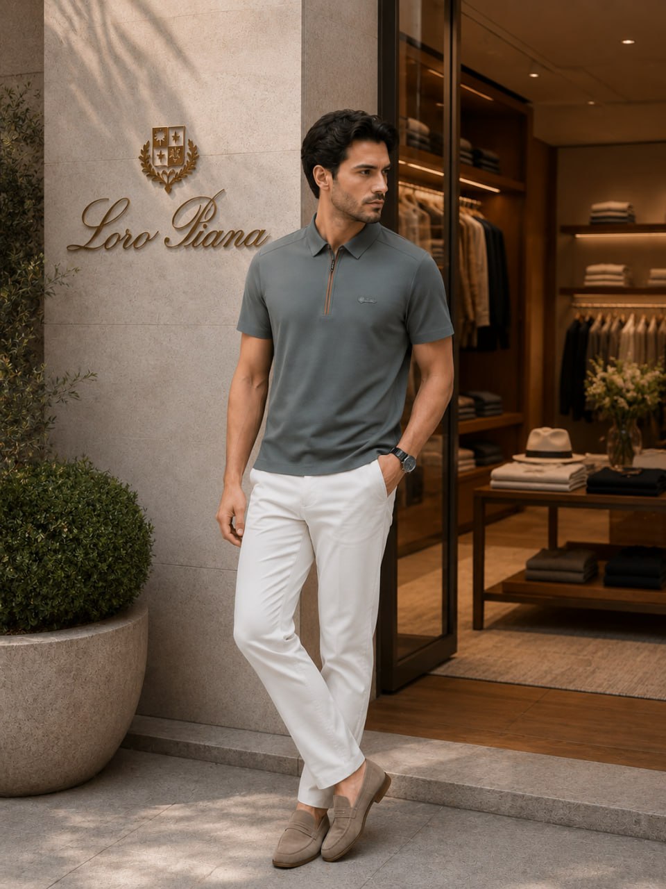 Loro Piana Gray Polo T-Shirt