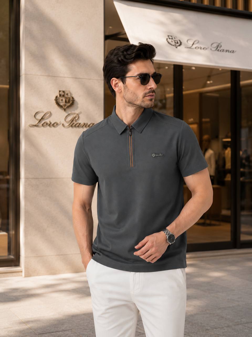 Loro Piana Gray Polo T-Shirt