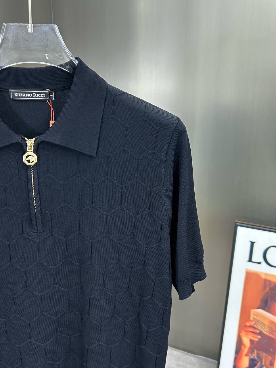 Stefano Ricci luxury black polo shirt