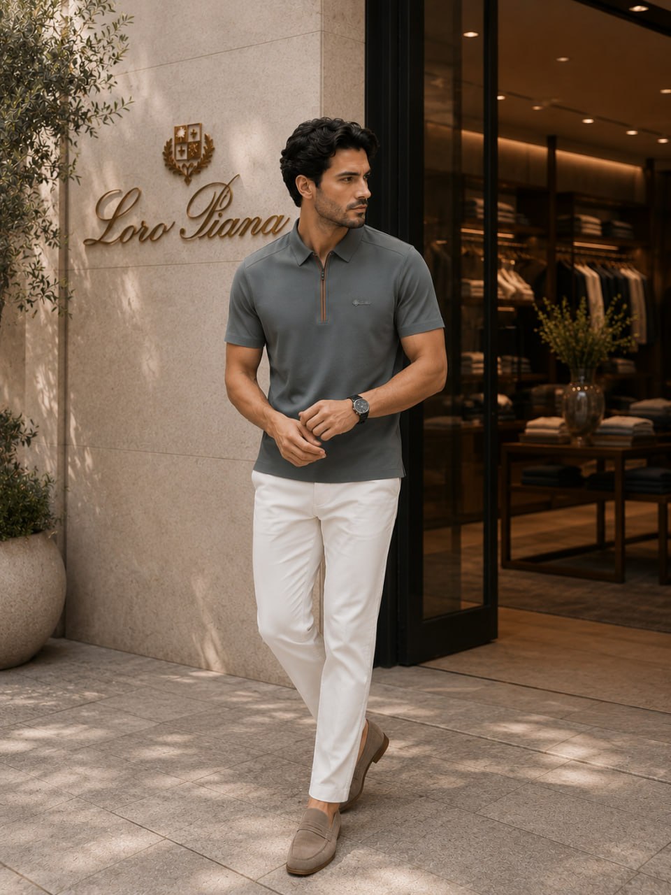 Loro Piana Gray Polo T-Shirt