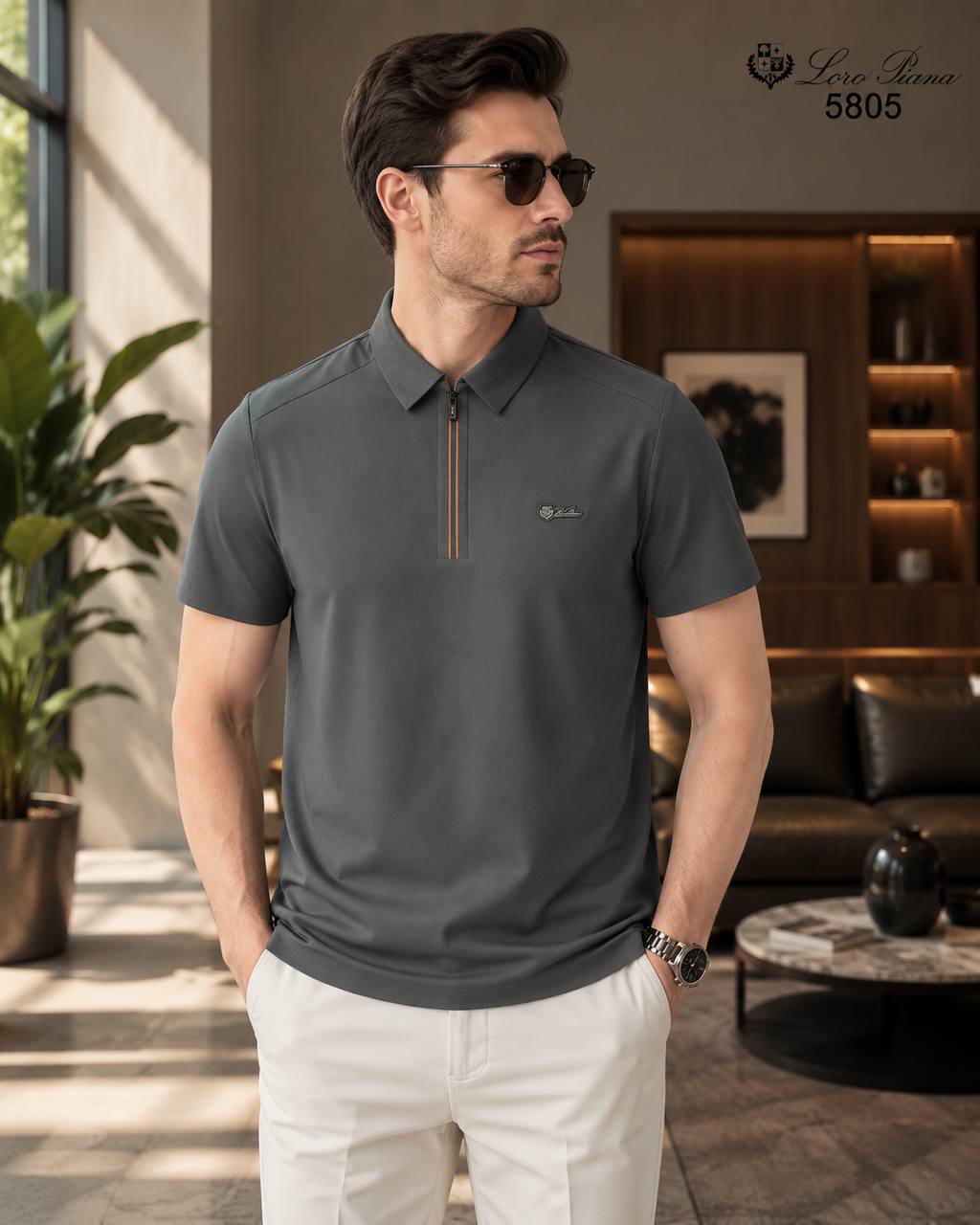 Loro Piana Gray Polo T-Shirt