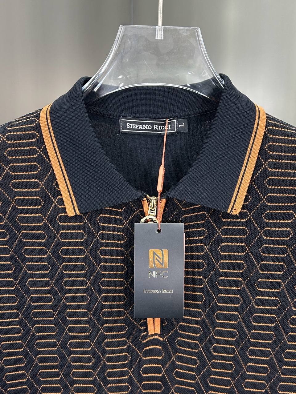 STEFANO RICCI | Signature Knit Polo** **Refined Texture. Timeless Sophistication