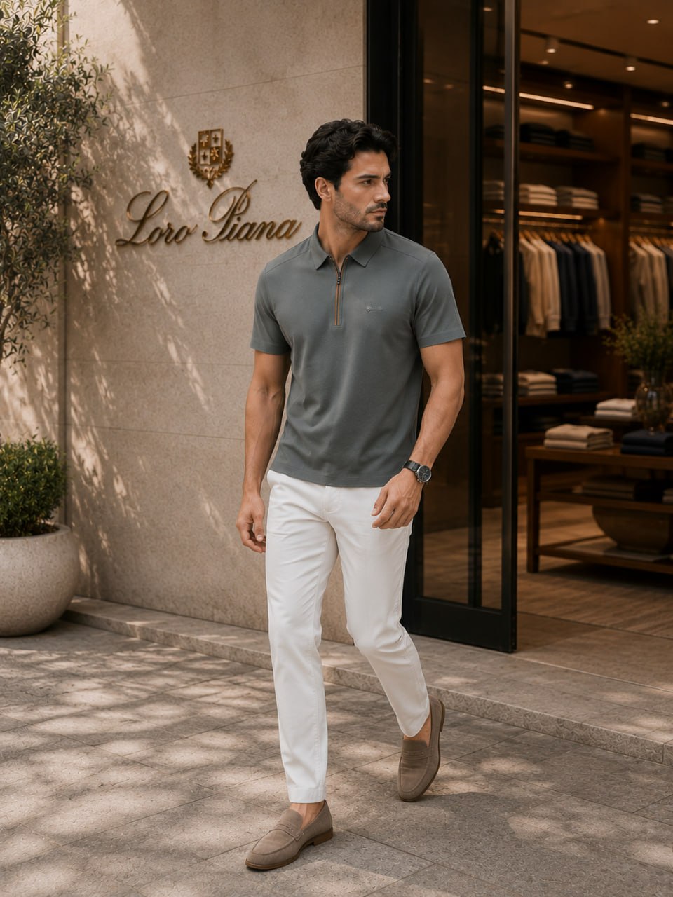 Loro Piana Gray Polo T-Shirt