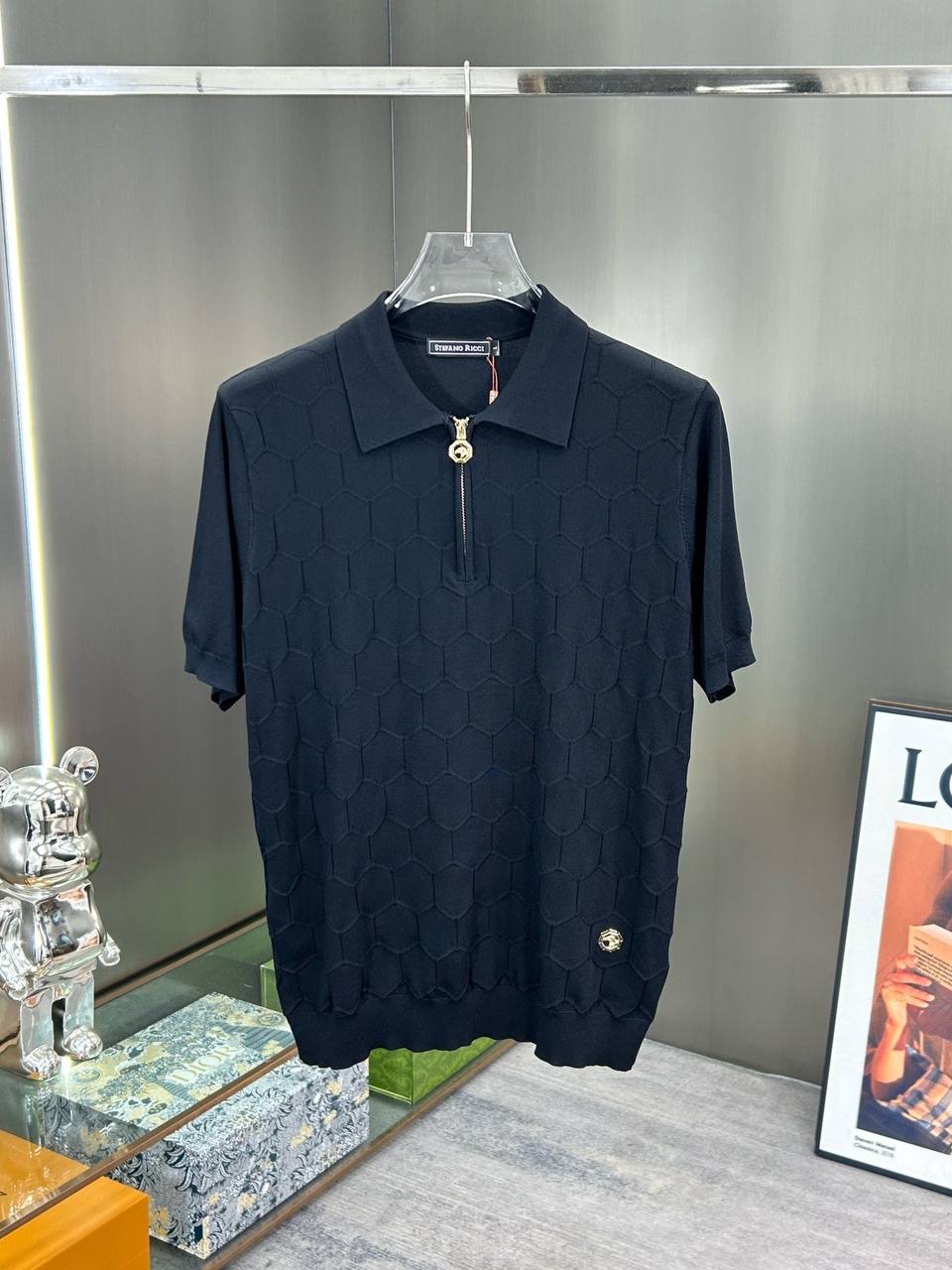 Stefano Ricci luxury black polo shirt