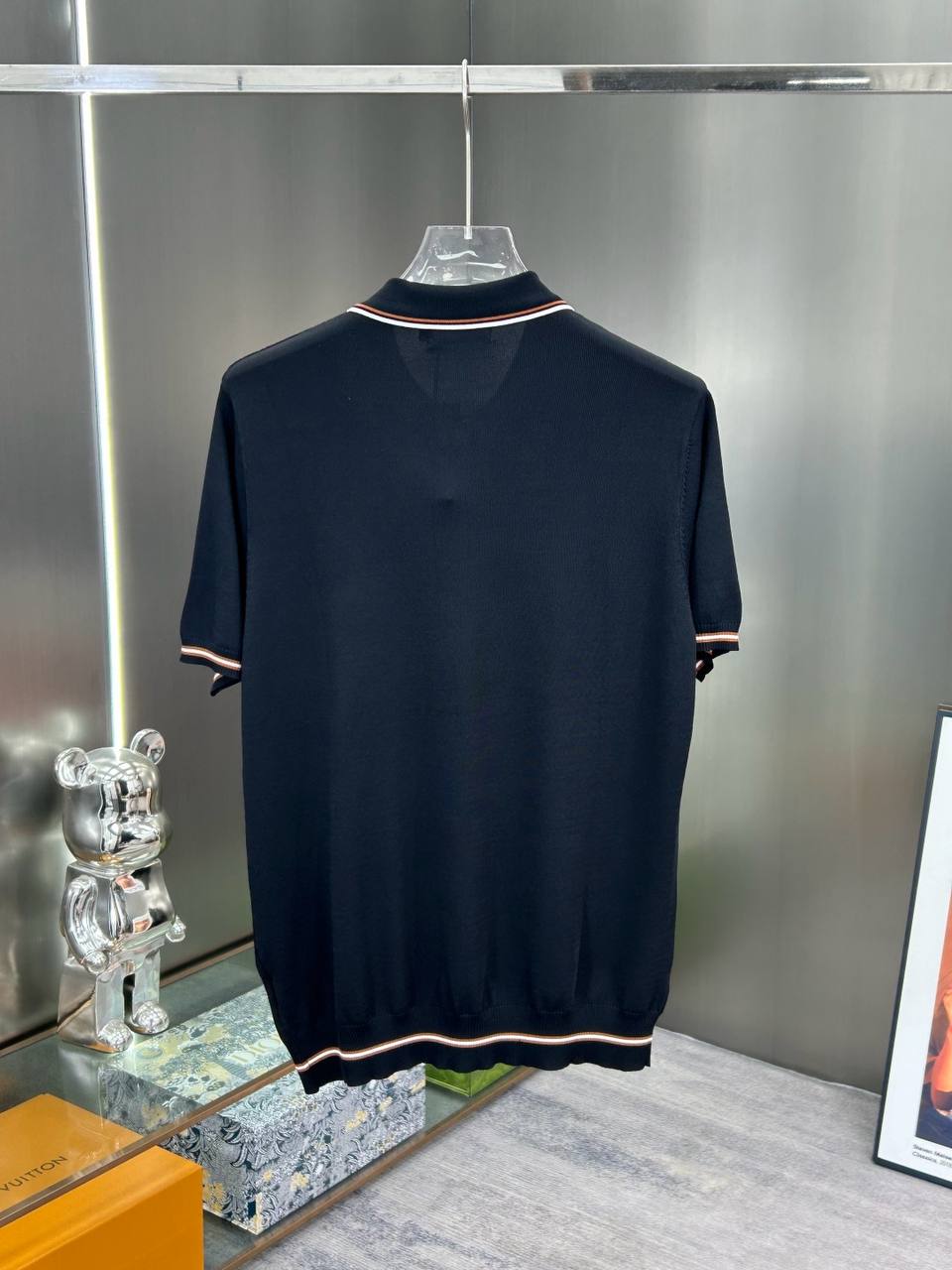 Stefano Ricci Half-Zip Knit Polo – Black