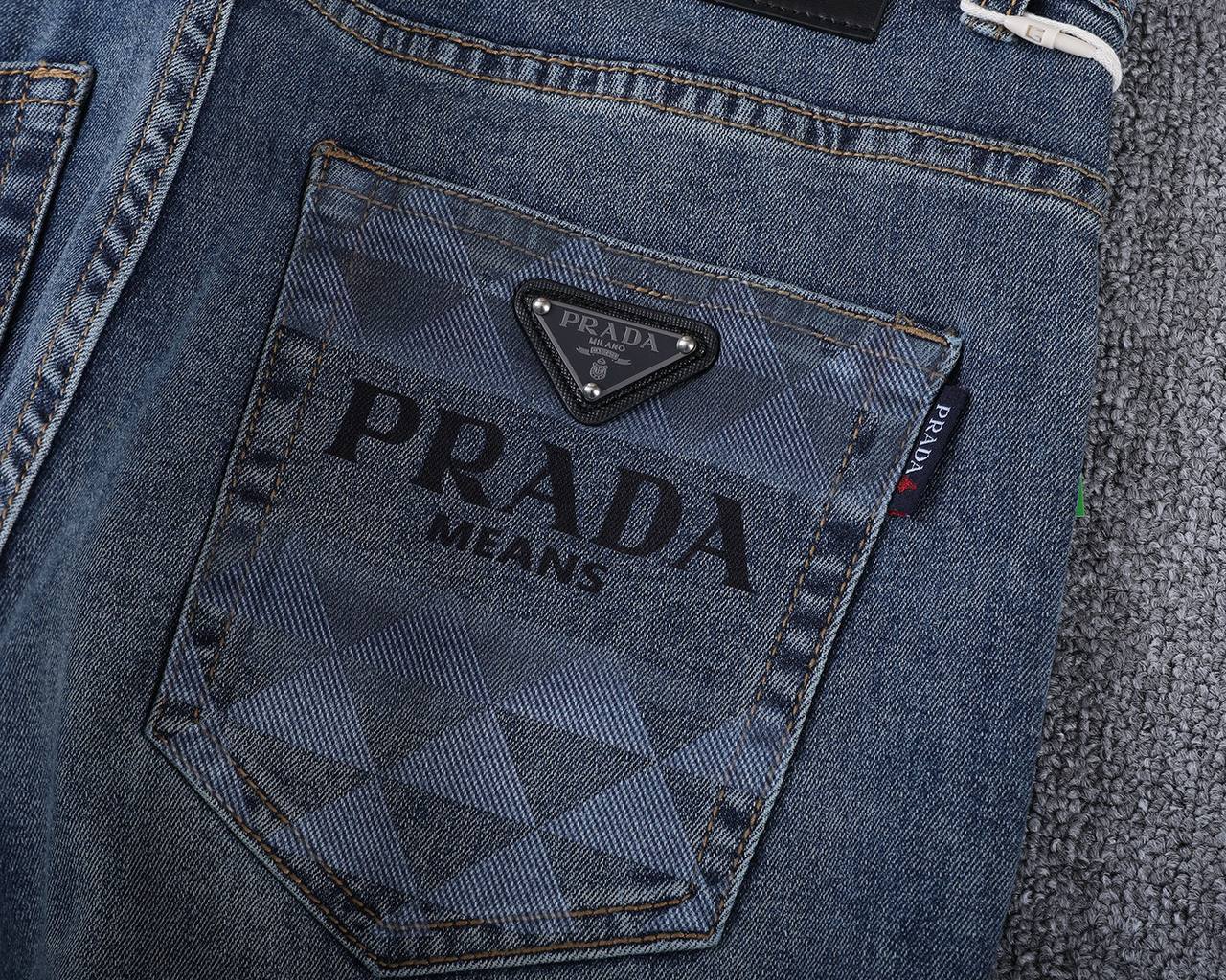 Prada Milano Light Blue Denim Jeans – Signature Logo Straight Fit | Premium Men's Jeans